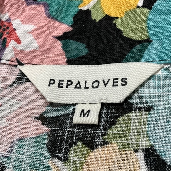 ANTHROPOLOGIE PEPALOVES Floral True Wrap Blouse Viscose / Linen Blend US Sz M - Picture 3 of 8